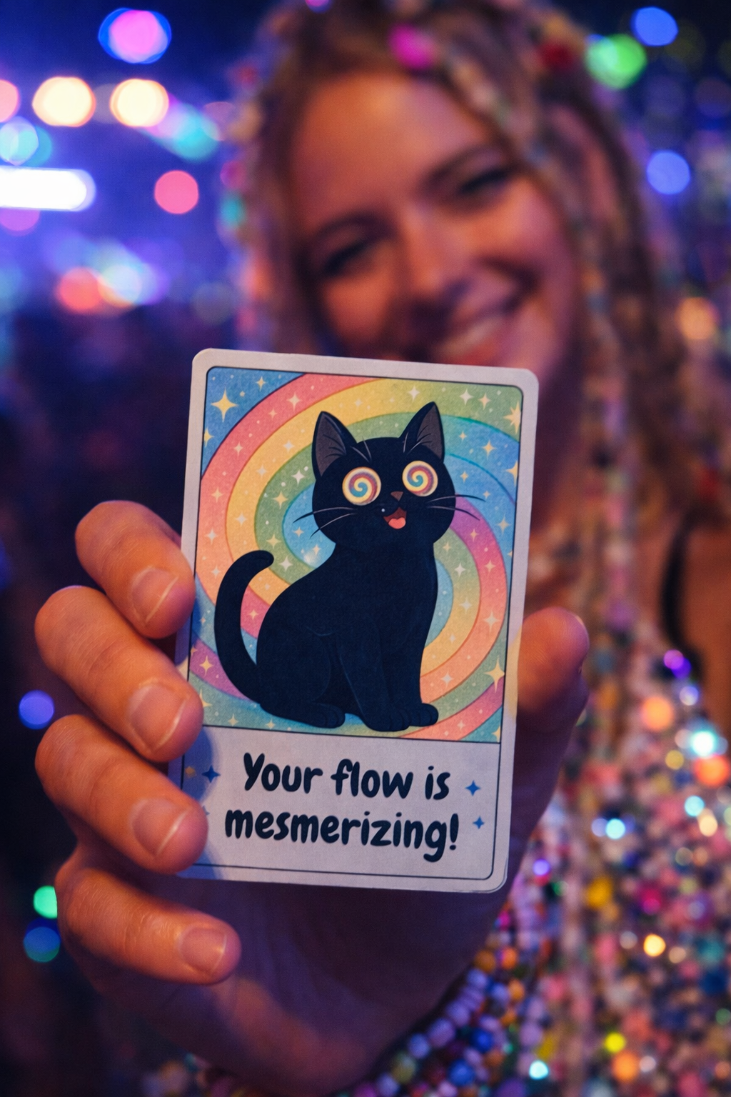 Glimmer Cards laid out showing several fronts and one back